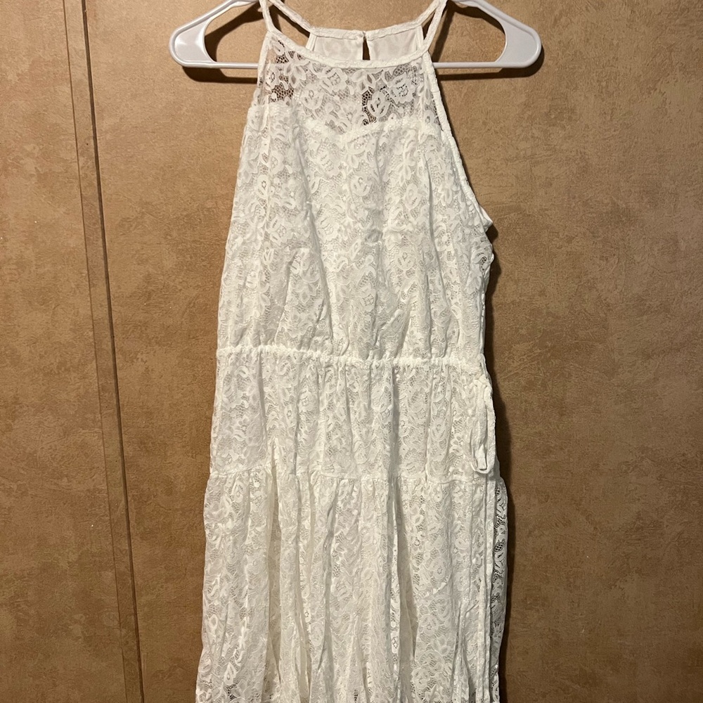 White Halter Backless Sundress for Wedding Guests